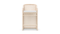 Azzurro Living Kiawah Bar Stool With Natural Aluminum Frame And Almond All-Weather Wicker