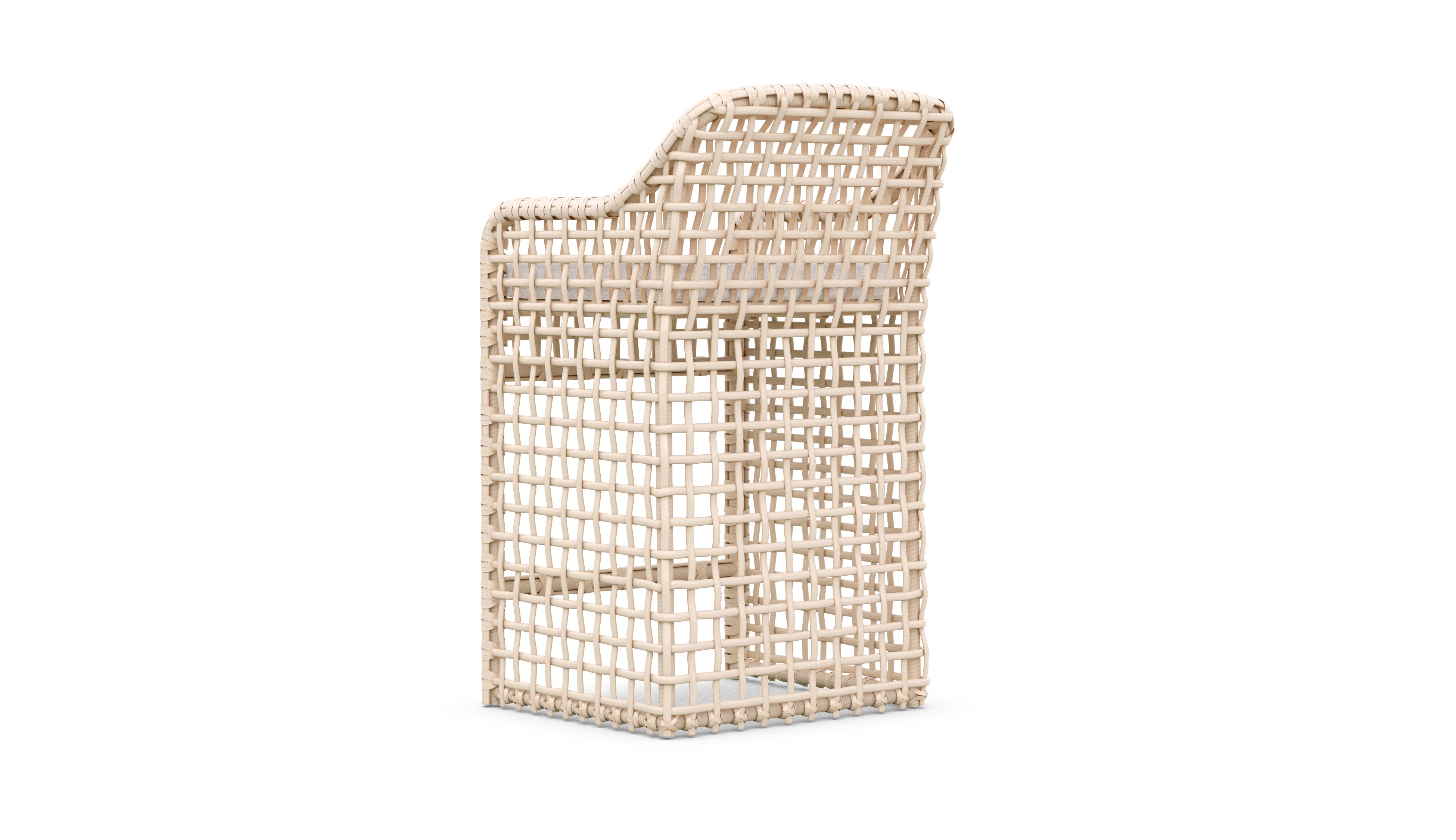 Azzurro Living Kiawah Bar Stool With Natural Aluminum Frame And Almond All-Weather Wicker