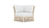 Azzurro Living Kiawah Corner Chair With Natural Aluminum Frame And Almond All-Weather Wicker