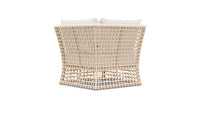 Azzurro Living Kiawah Corner Chair With Natural Aluminum Frame And Almond All-Weather Wicker