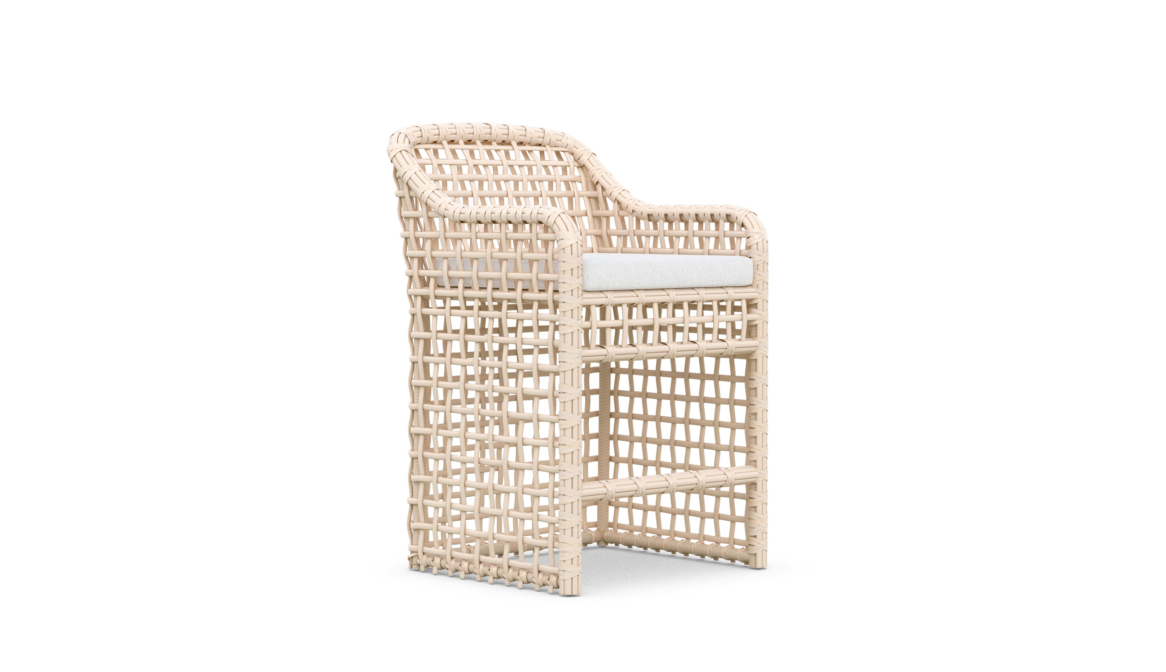 Azzurro Living Kiawah Counter Stool With Natural Aluminum Frame And Almond All-Weather Wicker