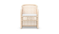 Azzurro Living Kiawah Dining Chair With Matte White Aluminum Frame and Almond All-Weather Wicker