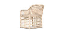 Azzurro Living Kiawah Dining Chair With Matte White Aluminum Frame and Almond All-Weather Wicker