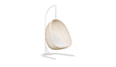 Azzurro Living Kiawah Hanging Chair With Matte White Aluminum Frame And Almond All-Weather Wicker