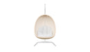 Azzurro Living Kiawah Hanging Chair With Matte White Aluminum Frame And Almond All-Weather Wicker