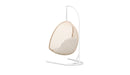Azzurro Living Kiawah Hanging Chair With Matte White Aluminum Frame And Almond All-Weather Wicker
