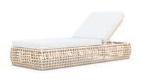 Azzurro Living Kiawah Lounge Chair With Matte White Aluminum Frame And Almond All-Weather Wicker