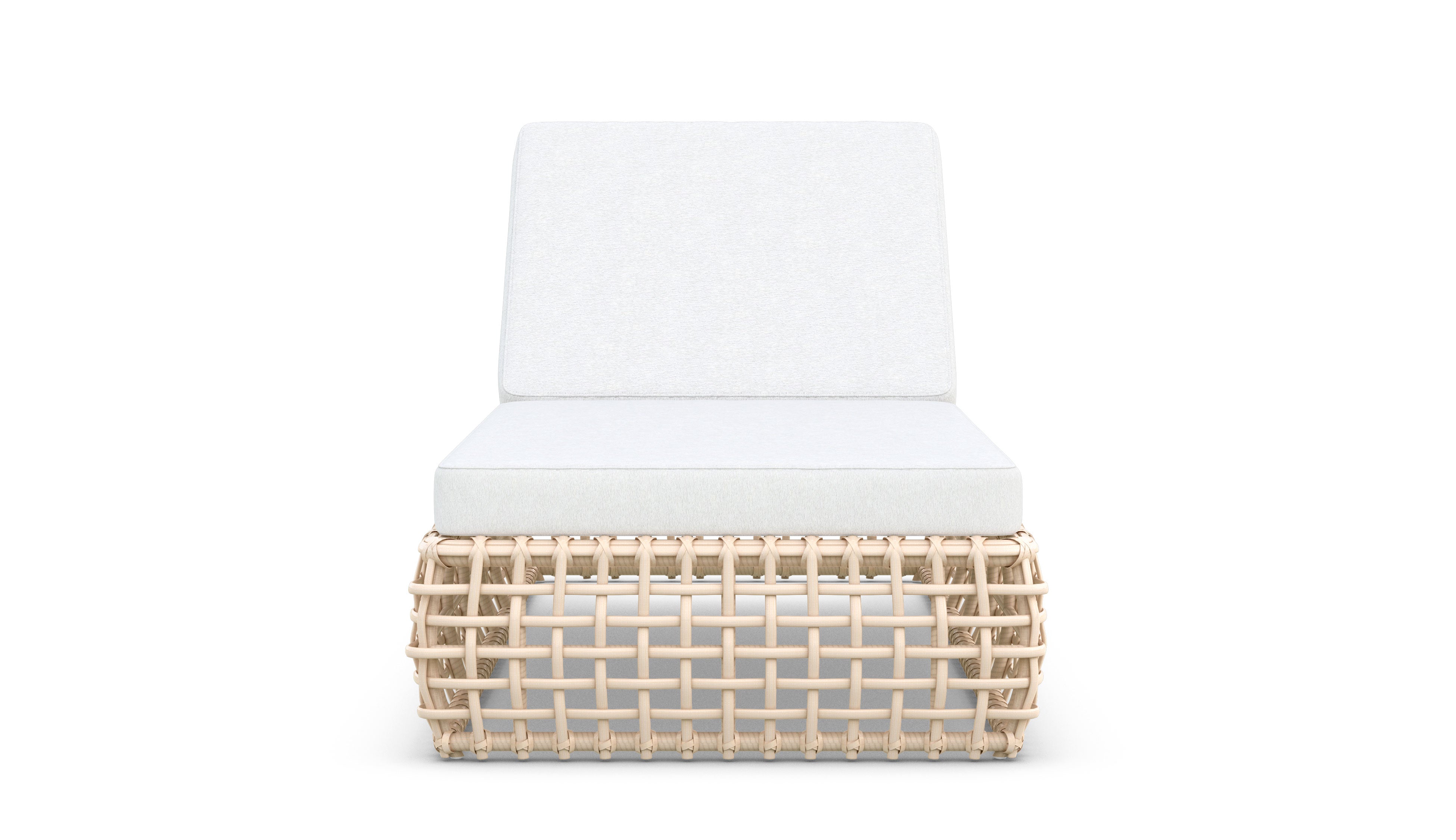 Azzurro Living Kiawah Lounge Chair With Matte White Aluminum Frame And Almond All-Weather Wicker