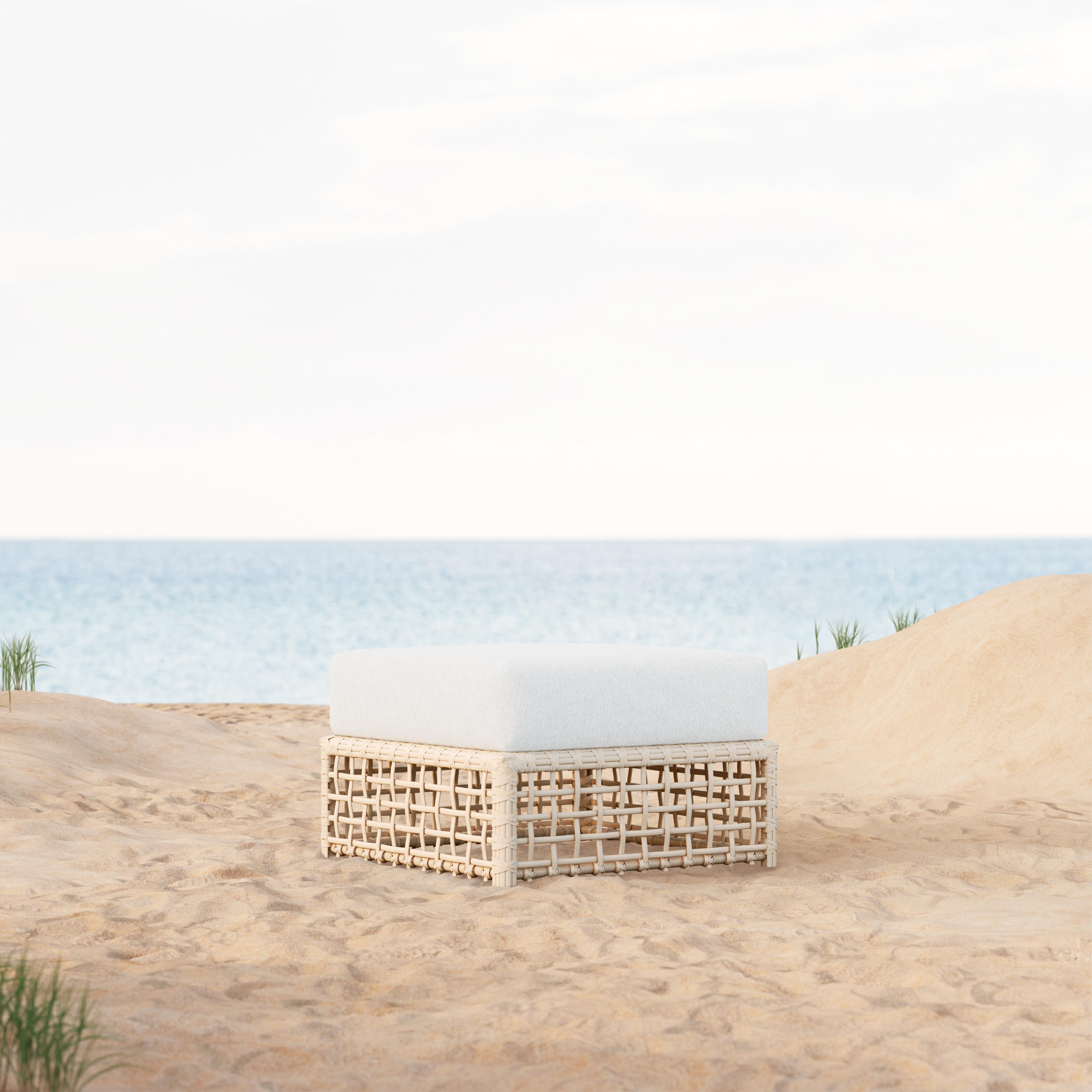 Azzurro Living Kiawah Corner Chair With Natural Aluminum Frame And Almond All-Weather Wicker