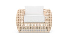 Azzurro Living Kiawah Club Chair In Matte White Aluminum and Almond All-Weather Wicker