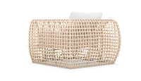 Azzurro Living Kiawah Club Chair In Matte White Aluminum and Almond All-Weather Wicker