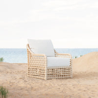 Azzurro Living Kiawah High Back Club Chair With Natural Aluminum And Almond  All-Weather Wicker