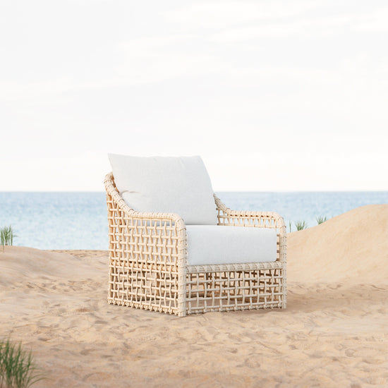 Azzurro Living Kiawah High Back Club Chair With Natural Aluminum And Almond  All-Weather Wicker