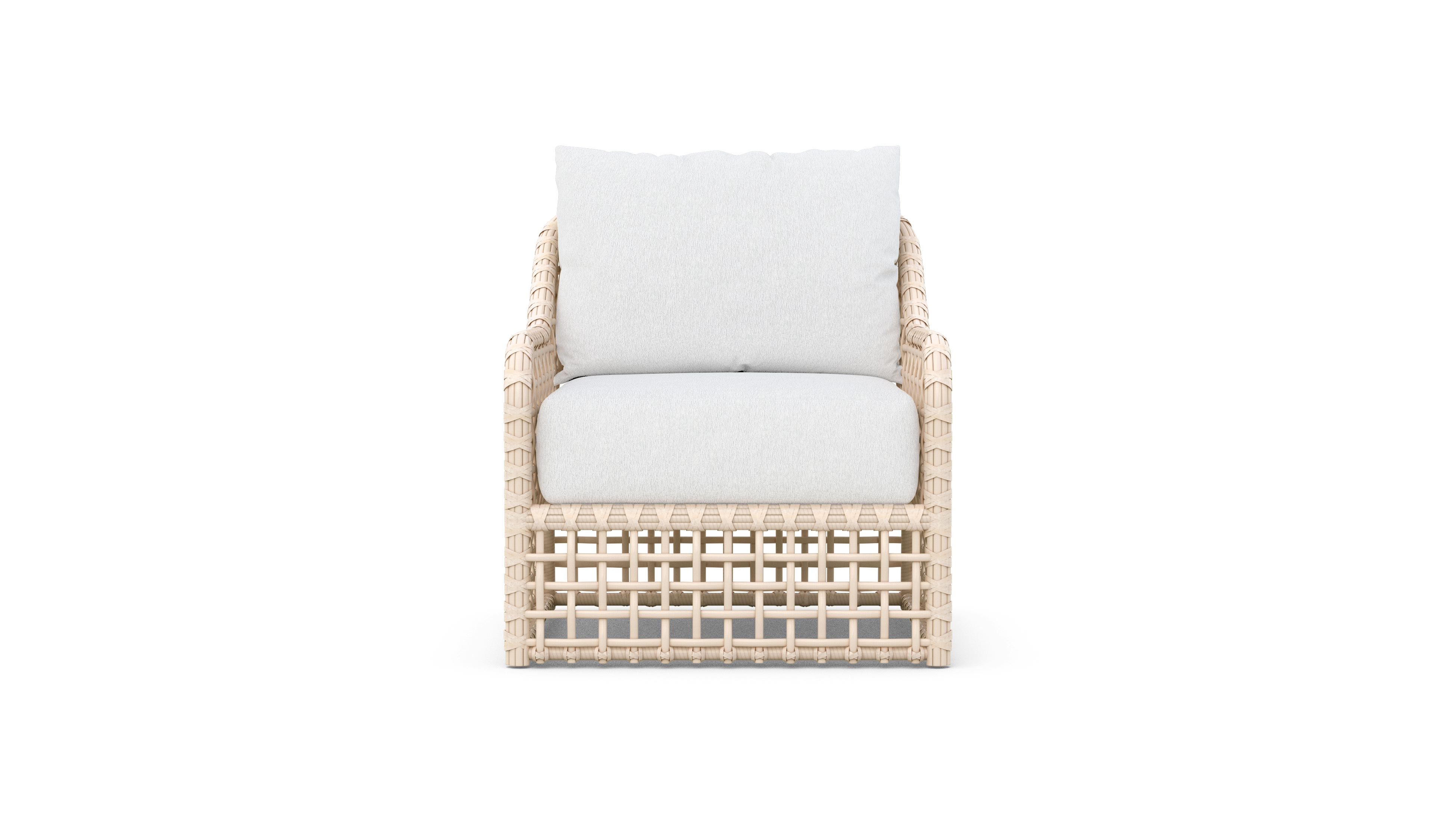 Azzurro Living Kiawah High Back Club Chair With Natural Aluminum And Almond  All-Weather Wicker