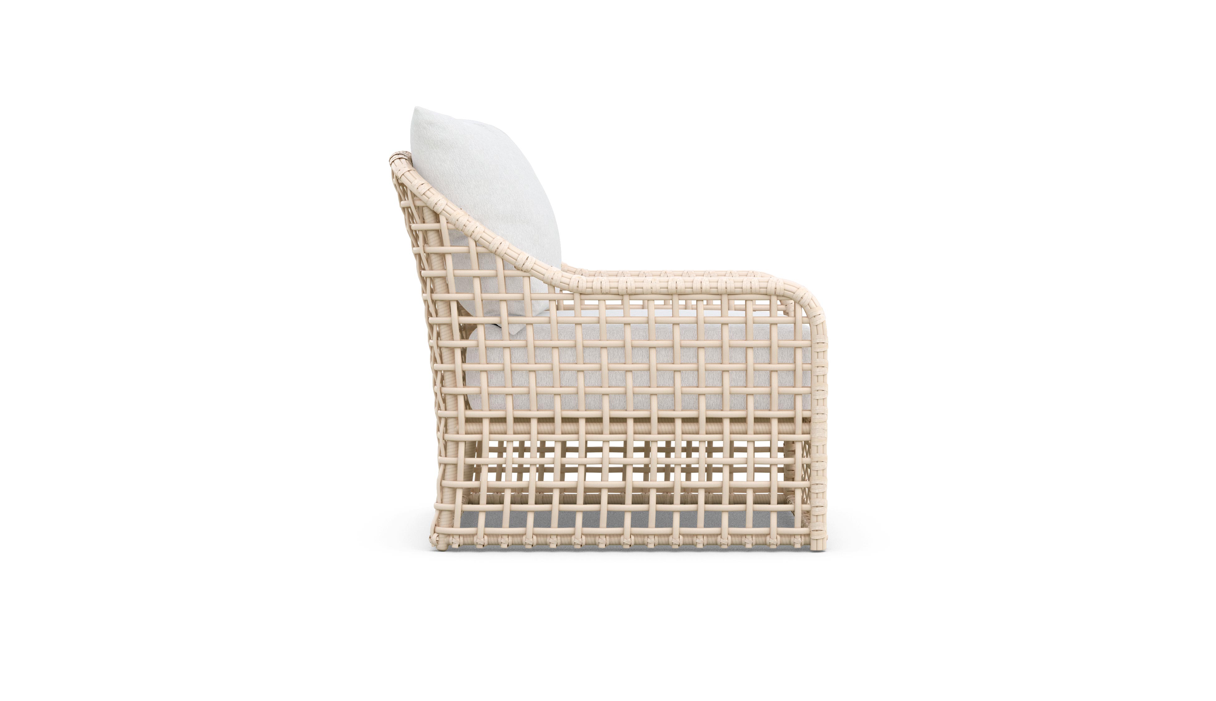 Azzurro Living Kiawah High Back Club Chair With Natural Aluminum And Almond  All-Weather Wicker