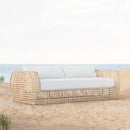 Azzurro Living Kiawah 3 Seat Sofa With Matte White Aluminum Frame and Almond All-Weather Wicker