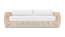 Azzurro Living Kiawah 3 Seat Sofa With Matte White Aluminum Frame and Almond All-Weather Wicker