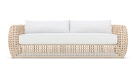 Azzurro Living Kiawah 3 Seat Sofa With Matte White Aluminum Frame and Almond All-Weather Wicker