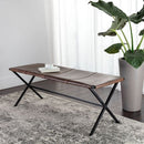 Sunpan Elon Bench - Vintage Cognac / Suede Light Tan Leather