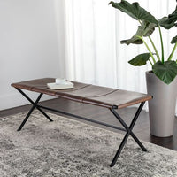 Sunpan Elon Bench - Vintage Cognac / Suede Light Tan Leather
