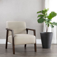 Sunpan Neymar Lounge Chair - Linea Light Grey Leather