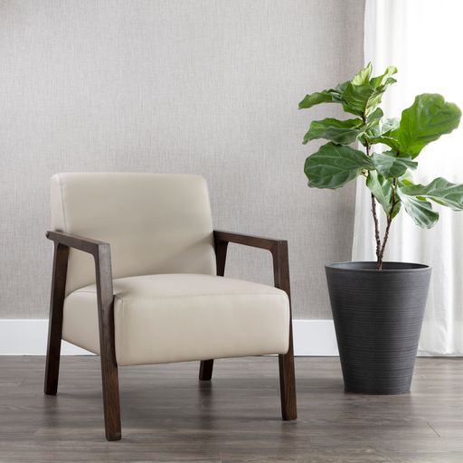 Sunpan Neymar Lounge Chair - Linea Light Grey Leather