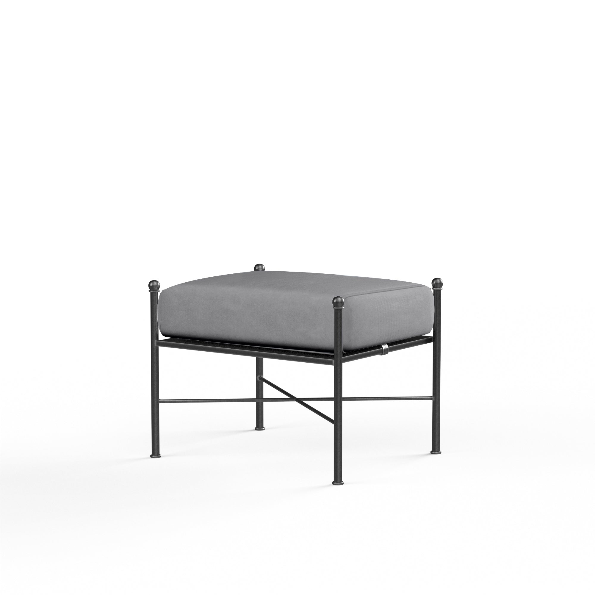 Sunset West Provence Wrought Iron Ottoman with Cushion