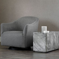 Sunpan Liza Side Table White / Marble-Look Grey