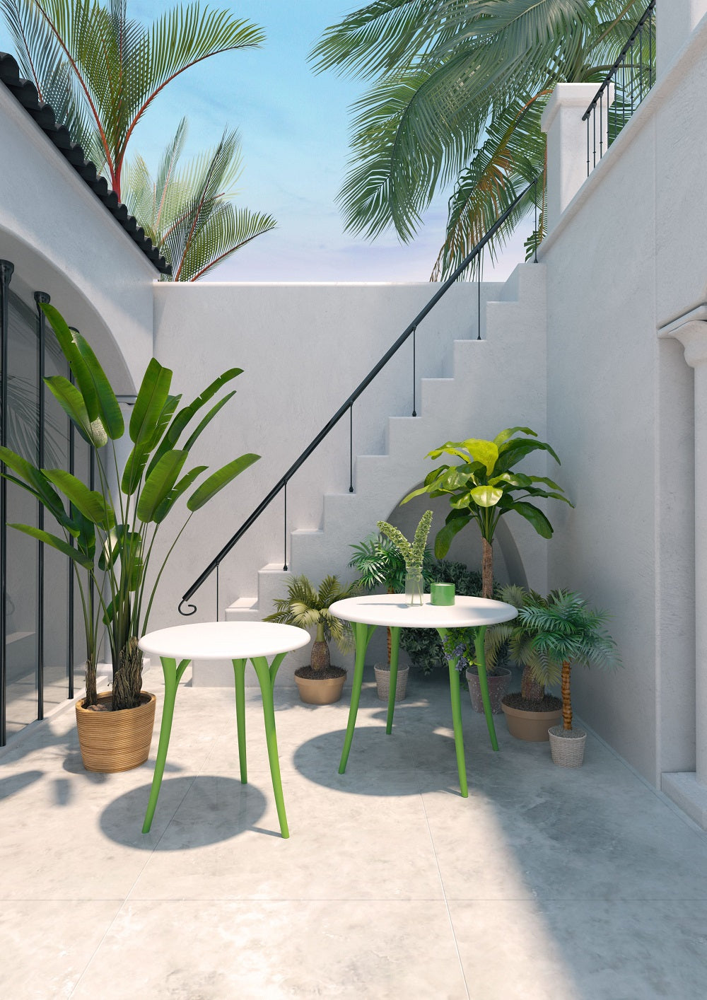 Lagoon Chloe Garden Table With White Stand (ø90cm, 35.4") 1 Pc / Set