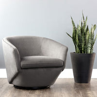Sunpan Treviso Swivel Lounge Chair in Antonio Charcoal/Bravo Cream/Metropolis Blue