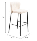 Zuo Modern Linz Barstool in Cream/Gray