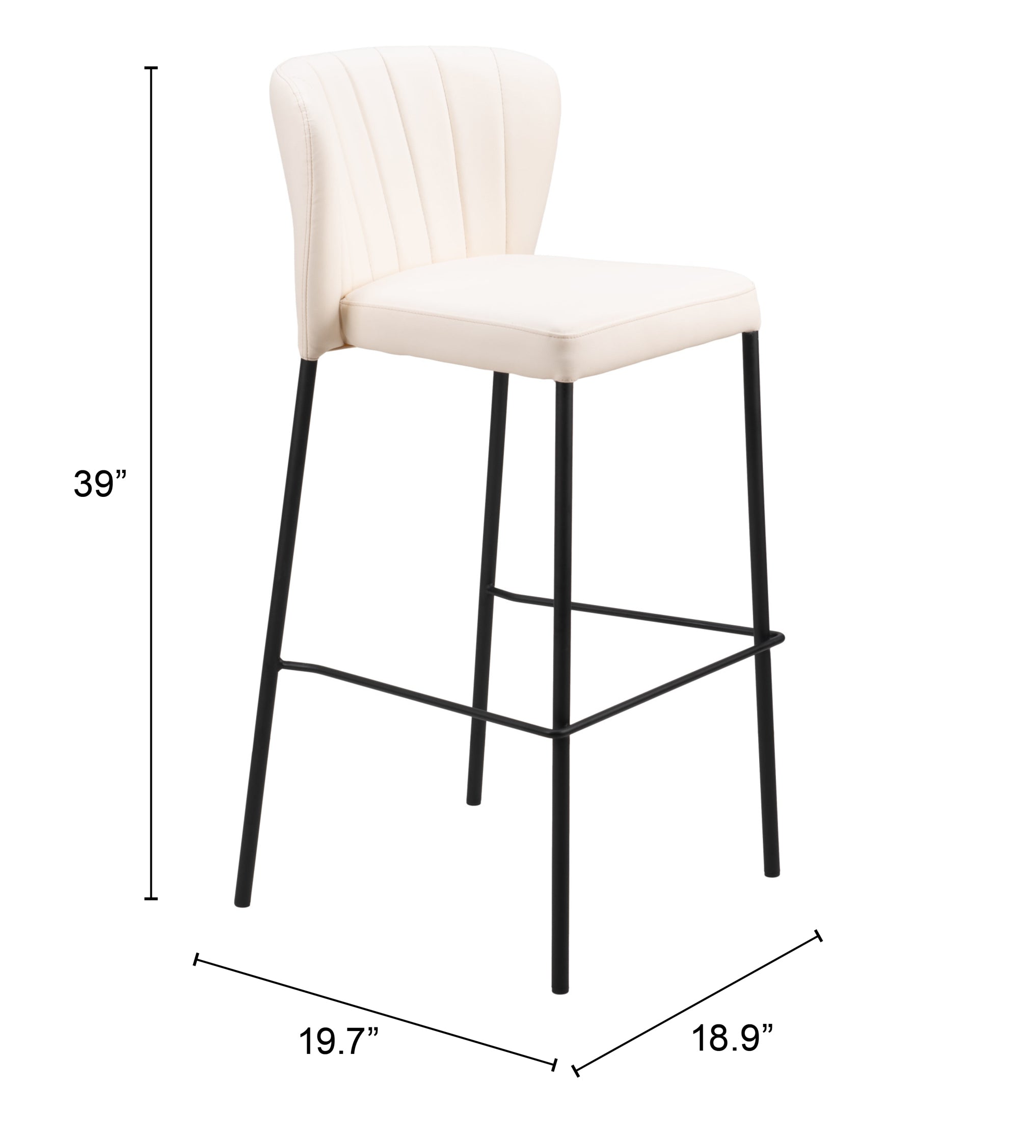 Zuo Modern Linz Barstool in Cream/Gray