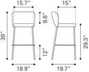 Zuo Modern Linz Barstool in Cream/Gray