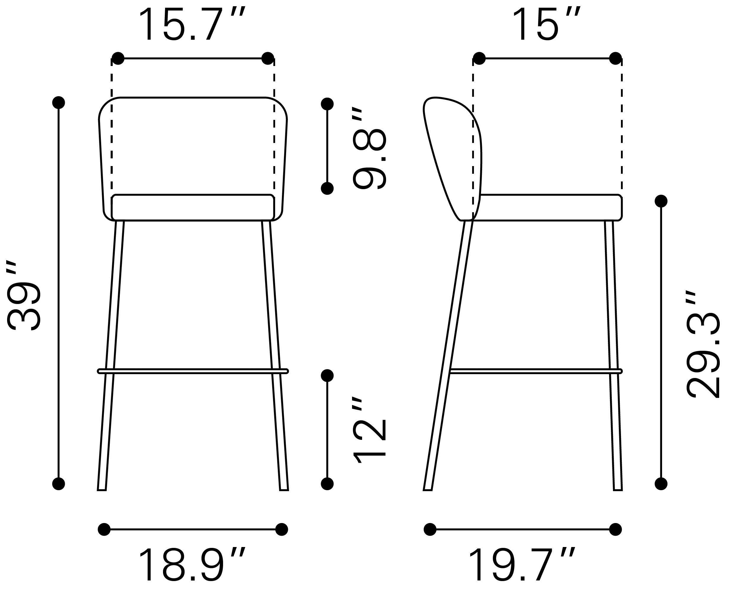 Zuo Modern Linz Barstool in Cream/Gray