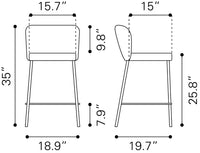 Zuo Modern Linz Counter Stool in Cream/Gray