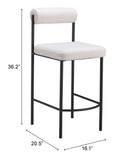 Zuo Modern Livorno Counter Stool in Ivory/Red & Bronze
