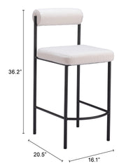 Zuo Modern Livorno Counter Stool in Ivory/Red & Bronze