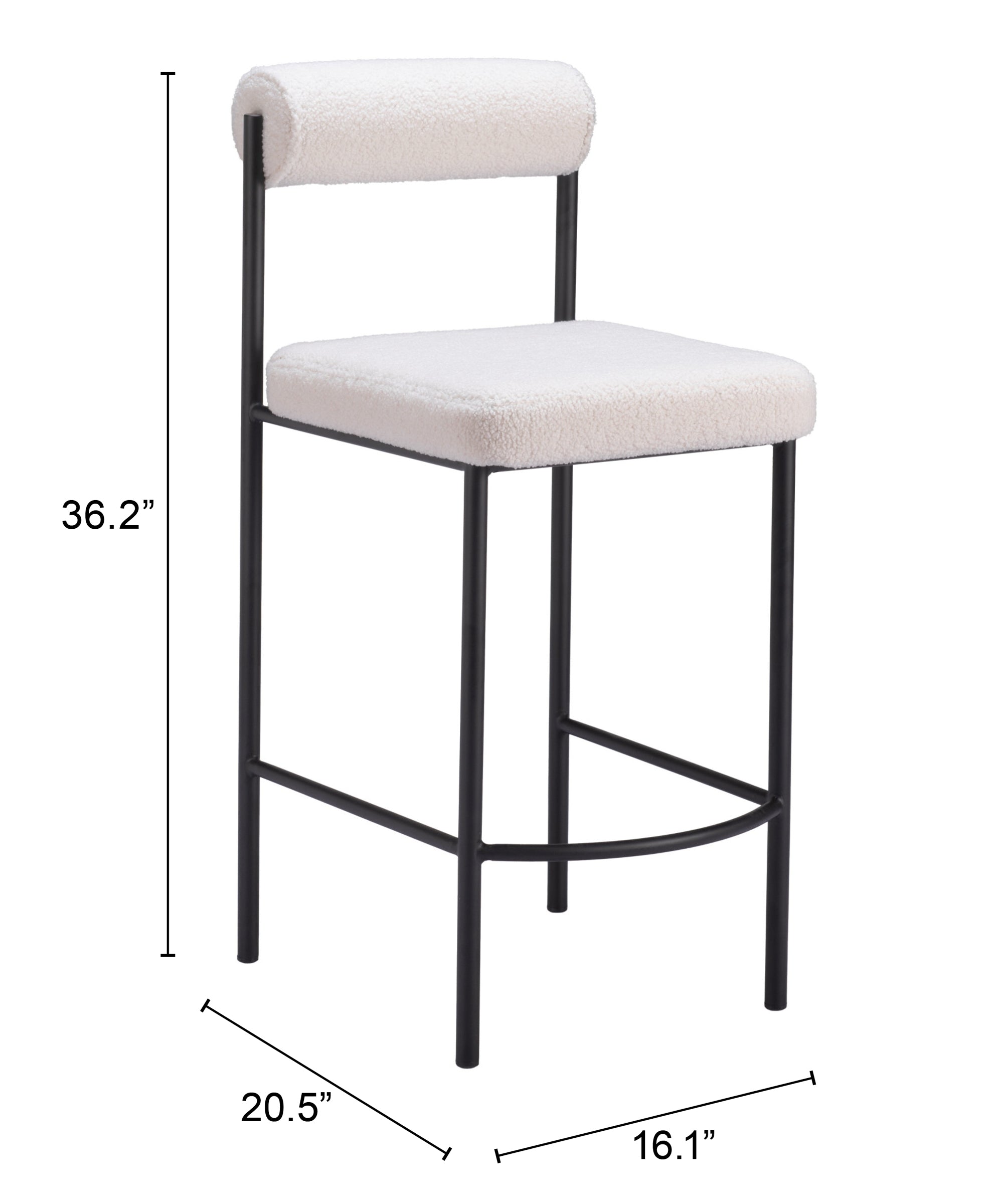 Zuo Modern Livorno Counter Stool in Ivory/Red & Bronze