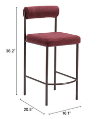 Zuo Modern Livorno Counter Stool in Ivory/Red & Bronze