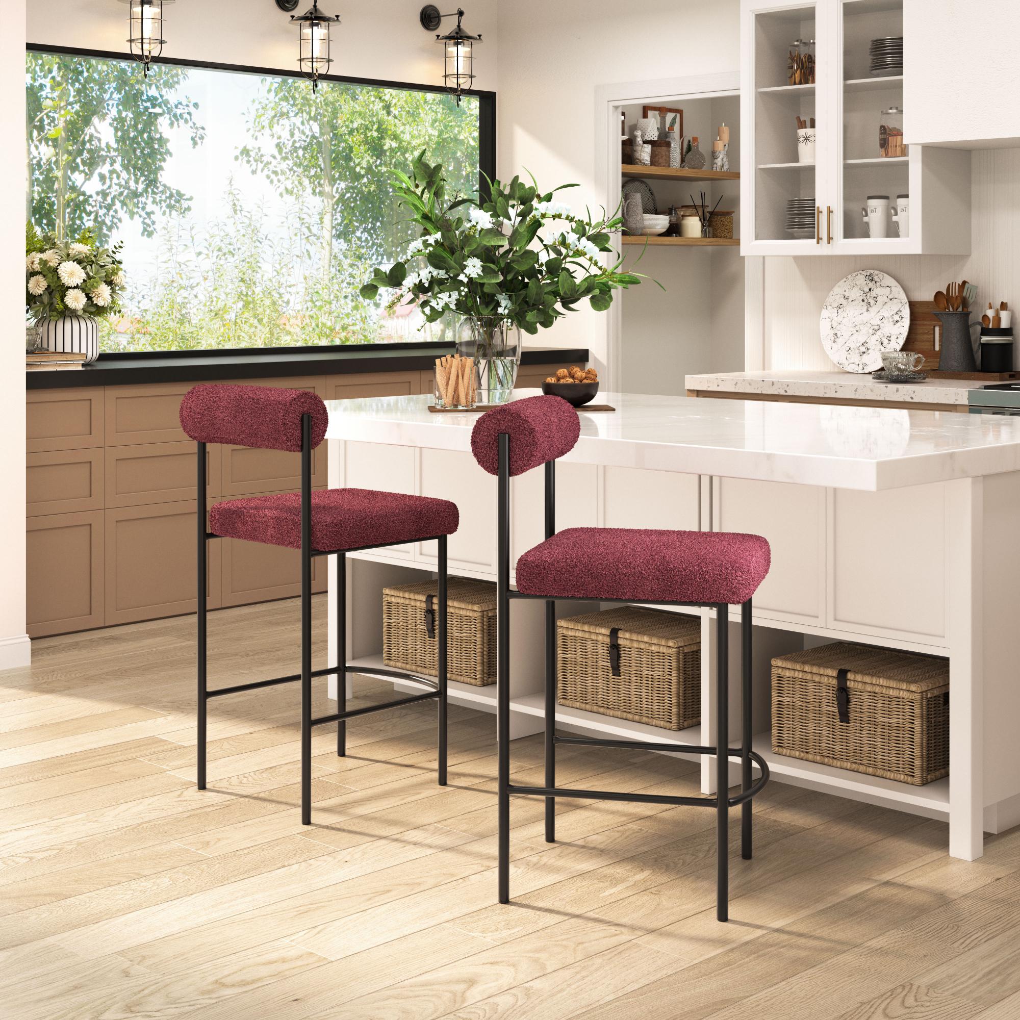 Zuo Modern Livorno Counter Stool in Ivory/Red & Bronze