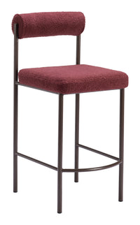 Zuo Modern Livorno Counter Stool in Ivory/Red & Bronze