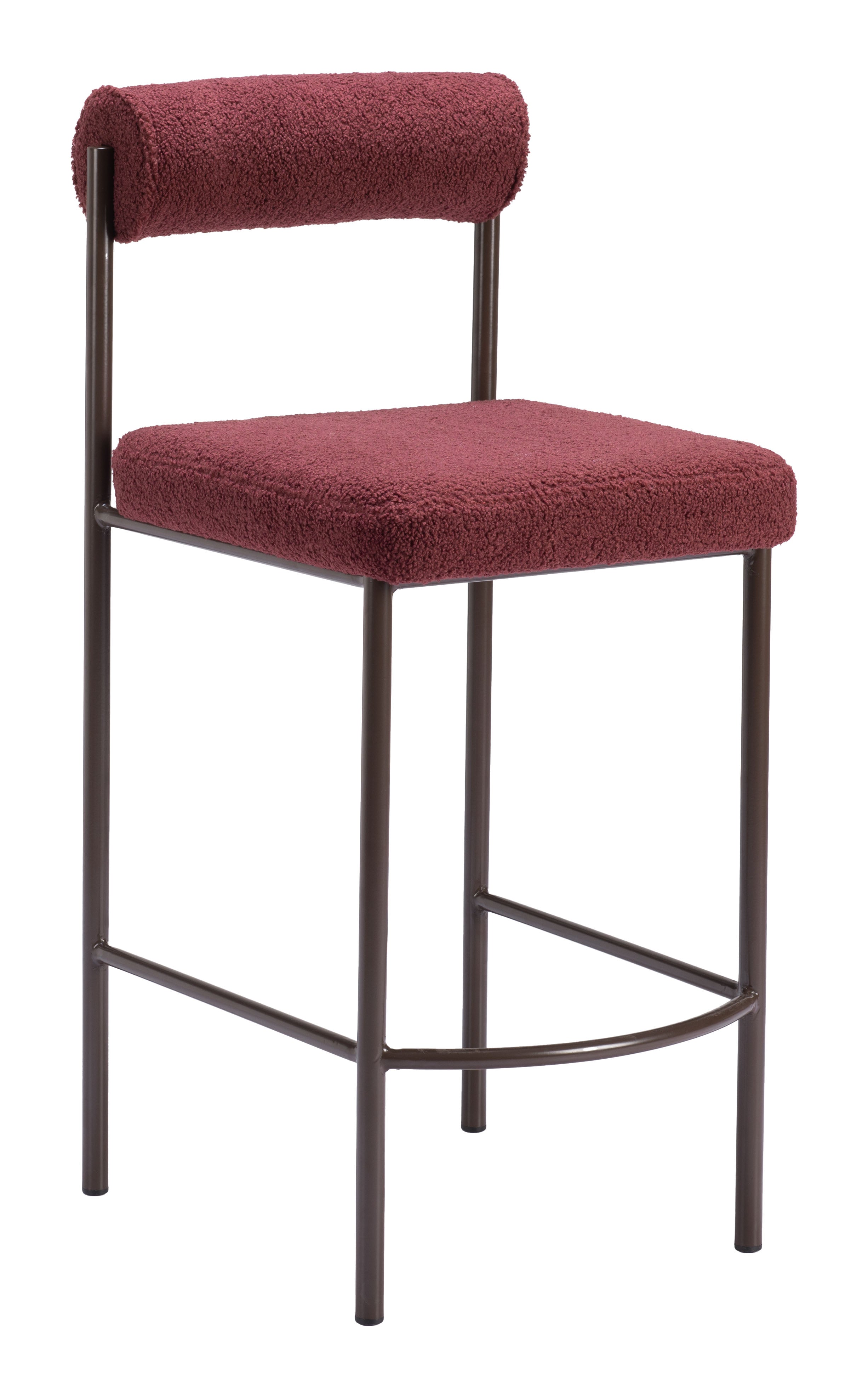 Zuo Modern Livorno Counter Stool in Ivory/Red & Bronze