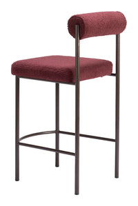 Zuo Modern Livorno Counter Stool in Ivory/Red & Bronze