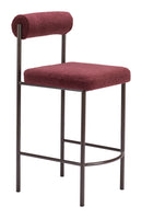 Zuo Modern Livorno Counter Stool in Ivory/Red & Bronze