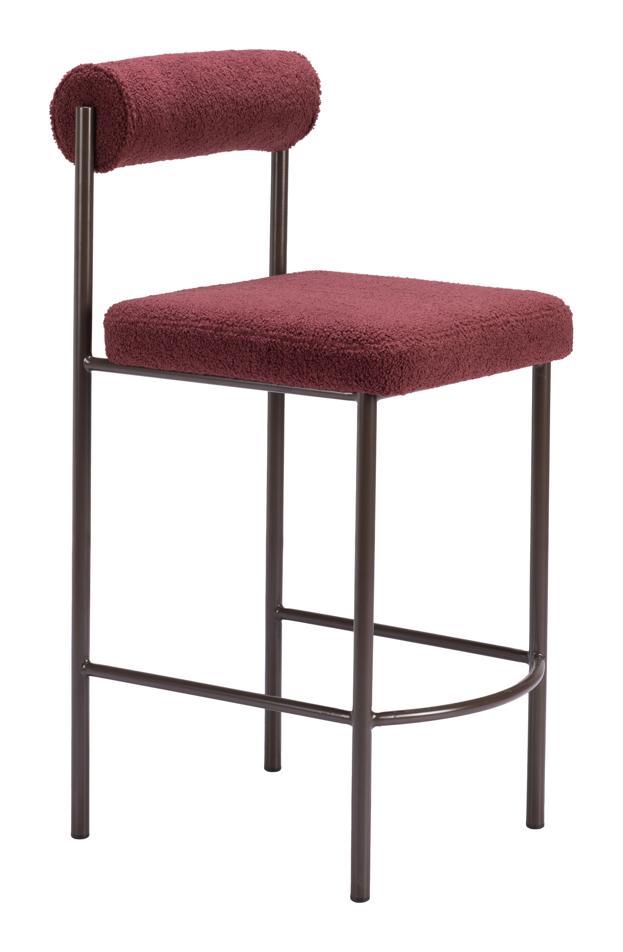 Zuo Modern Livorno Counter Stool in Ivory/Red & Bronze