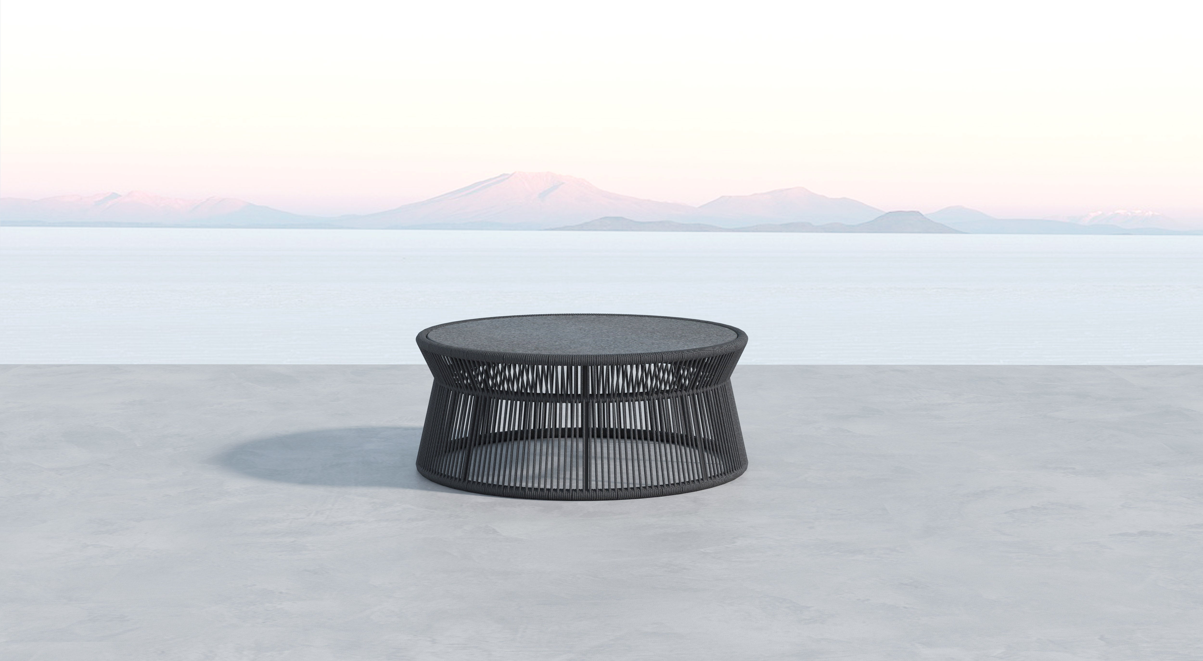 Sunset West Milano Coffee Table with 40" Round Honed Absolute Granite Insert Top