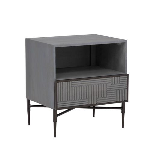 Sunpan Markwood Nighstand Antique Bronze-Glacier Grey / Brass-Dark Brown