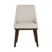 Sunpan Jody Dining Chair in Alpine Grey / Linea Light Grey / Missouri Mahogany Leather - Set of Two
