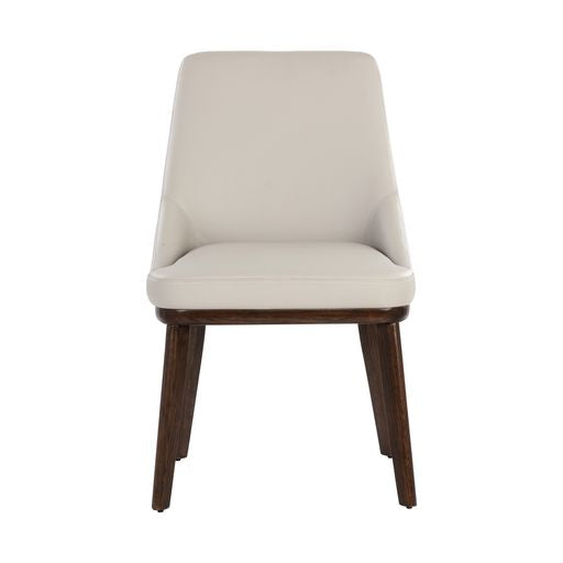 Sunpan Jody Dining Chair in Alpine Grey / Linea Light Grey / Missouri Mahogany Leather - Set of Two