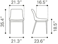 Zuo Modern Magnus Dining Chair in Black & Walnut/Gray & Walnut